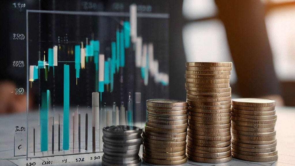 Gráfico y monedas apiladas — inversión inmobiliaria en la Costa del Sol